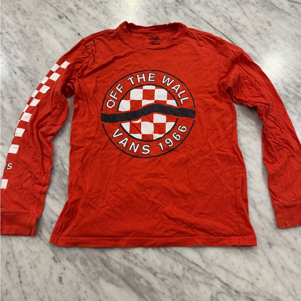 Vans Long Sleeve T Shirt Red Boys Medium